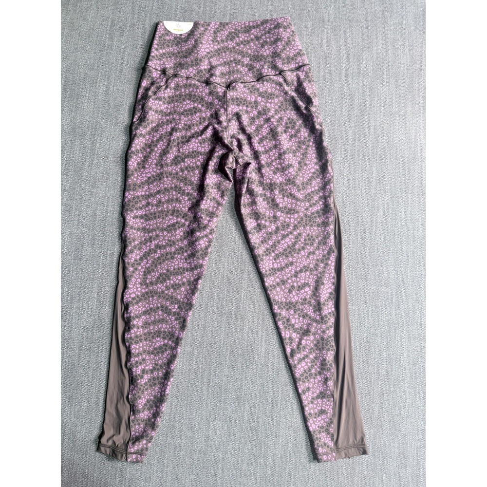 OFFLINE by Aerie Purple Leopard Print Mesh Panel Hi-Rise Leggings Large 5006-215